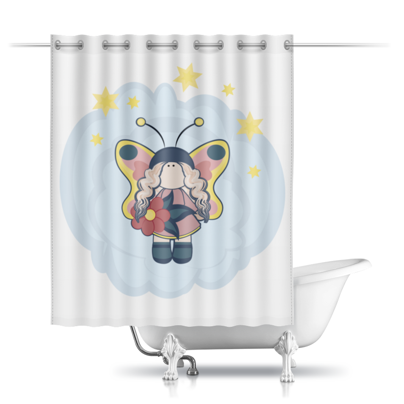 Printio Шторы в ванную Феечка на облачке printio шторы в ванную влюбленная аниме девочка