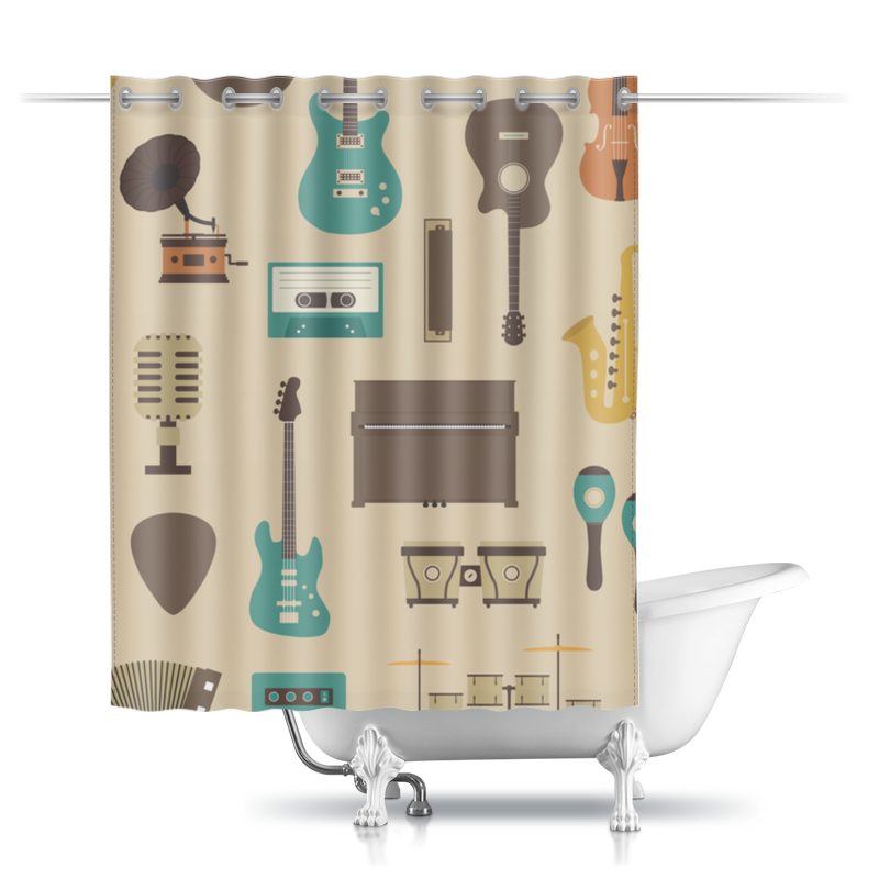 музыкальные инструменты в пакете Printio Шторы в ванную Музыкальные инструменты