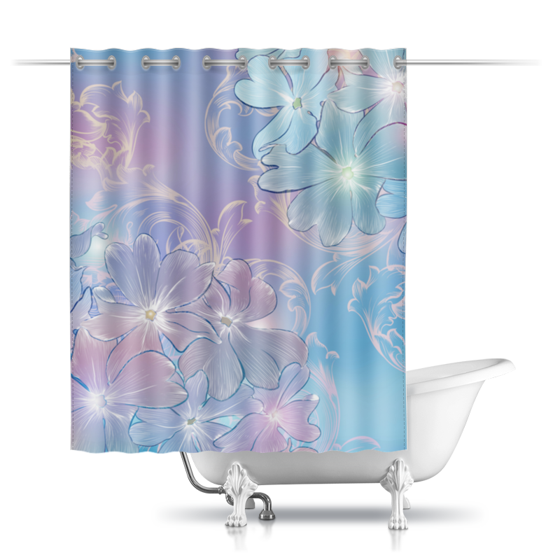 printio шторы в ванную розовые цветы Printio Шторы в ванную Нежные цветы