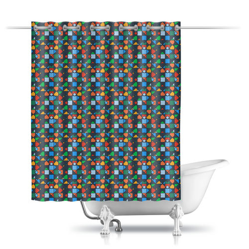 Заказать штору для ванных комнат в Москве. Шторы в ванную Пиксели от Дана Столыпина - готовые дизайны и нанесение принтов.