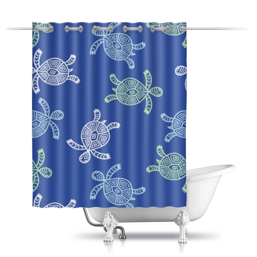 Заказать штору для ванных комнат в Москве. Шторы в ванную Морские черепашки от axenova-n@yandex.ru - готовые дизайны и нанесение принтов.