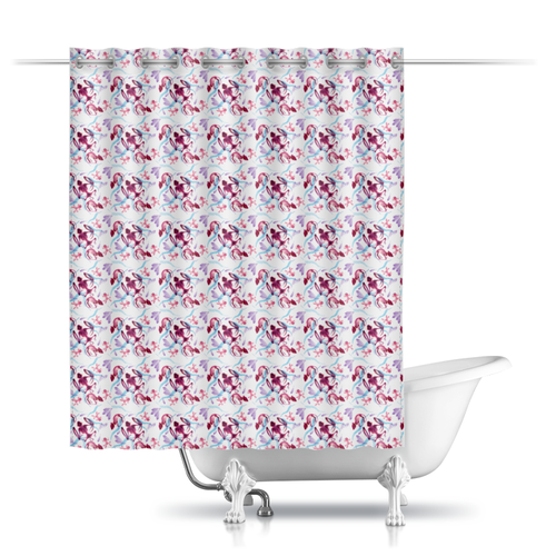 Заказать штору для ванных комнат в Москве. Шторы в ванную Skeletons от Дана Столыпина - готовые дизайны и нанесение принтов.