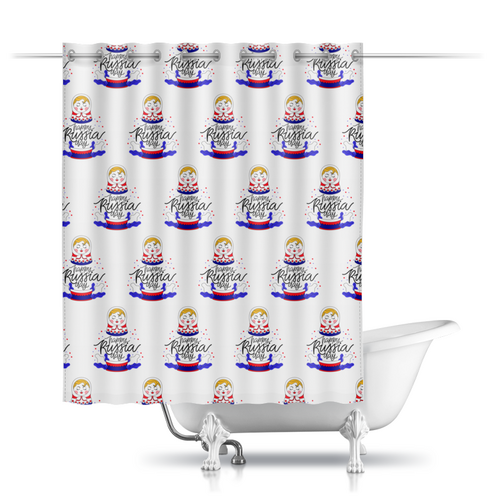 Заказать штору для ванных комнат в Москве. Шторы в ванную 12 июня от Дана Столыпина - готовые дизайны и нанесение принтов.