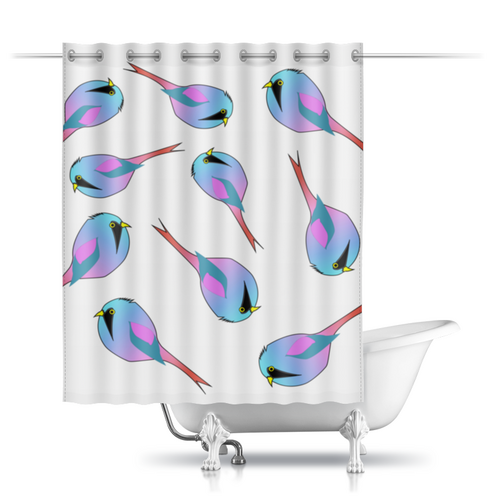 Заказать штору для ванных комнат в Москве. Шторы в ванную Неоновые птички от Irinakn - готовые дизайны и нанесение принтов.