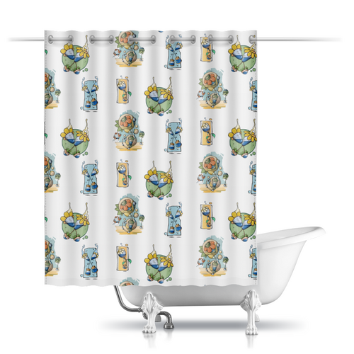 Заказать штору для ванных комнат в Москве. Шторы в ванную Цветочные узоры mix от Дана Столыпина - готовые дизайны и нанесение принтов.