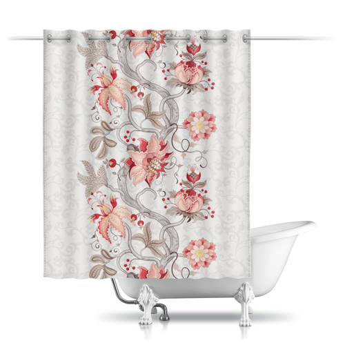 Заказать штору для ванных комнат в Москве. Шторы в ванную Цветы от Ирина - готовые дизайны и нанесение принтов.