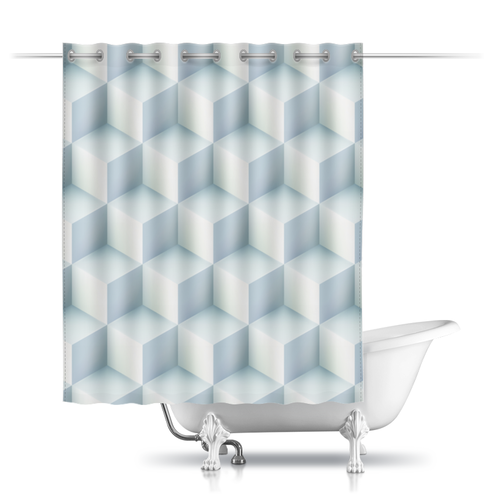 Заказать штору для ванных комнат в Москве. Шторы в ванную Кубическая иллюзия от BeliySlon - готовые дизайны и нанесение принтов.