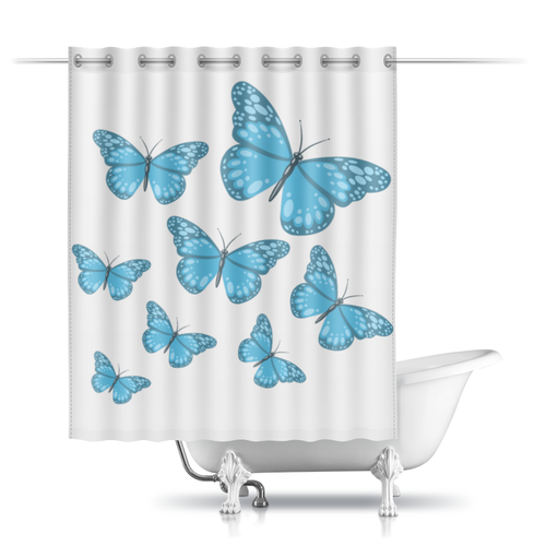 Заказать штору для ванных комнат в Москве. Шторы в ванную бабочки от Вячеслав Вячеслав - готовые дизайны и нанесение принтов.
