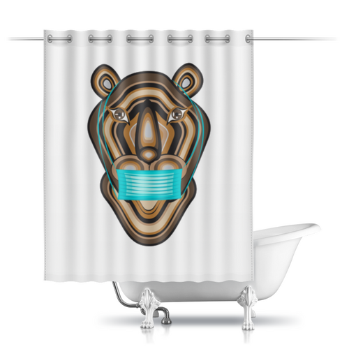 Заказать штору для ванных комнат в Москве. Шторы в ванную Тигр в маске от Stil na yarkosti - готовые дизайны и нанесение принтов.