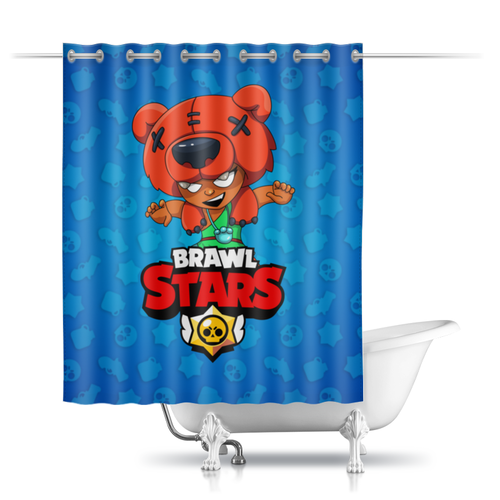 Заказать штору для ванных комнат в Москве. Шторы в ванную BRAWL STARS NITA от geekbox - готовые дизайны и нанесение принтов.