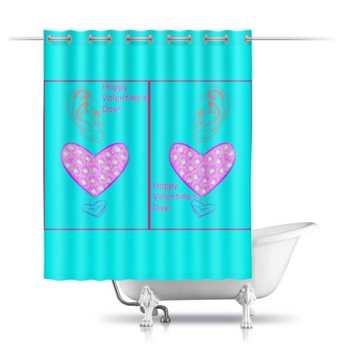Заказать штору для ванных комнат в Москве. Шторы в ванную Валентинка в форме серьги  от Stil na yarkosti - готовые дизайны и нанесение принтов.