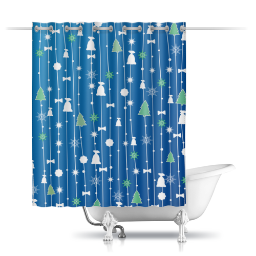 Заказать штору для ванных комнат в Москве. Шторы в ванную Новый Год от skynatural - готовые дизайны и нанесение принтов.