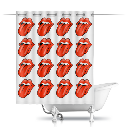 Заказать штору для ванных комнат в Москве. Шторы в ванную The Rolling Stones от Jimmy Flash - готовые дизайны и нанесение принтов.