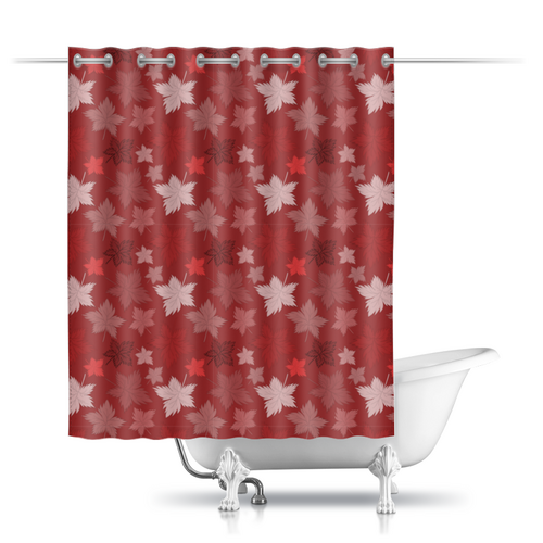 Заказать штору для ванных комнат в Москве. Шторы в ванную Кленовые листья - бордо от p_i_r_a_n_y_a  - готовые дизайны и нанесение принтов.
