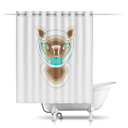 Заказать штору для ванных комнат в Москве. Шторы в ванную Кошка в маске от Stil na yarkosti - готовые дизайны и нанесение принтов.