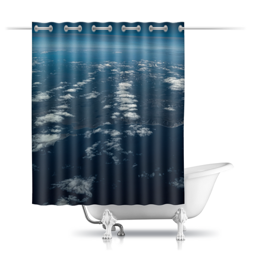 Заказать штору для ванных комнат в Москве. Шторы в ванную Над облаками от zhoselin@inbox.ru - готовые дизайны и нанесение принтов.