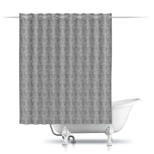 Заказать штору для ванных комнат в Москве. Шторы в ванную Черный слон от Vadim Koval - готовые дизайны и нанесение принтов.