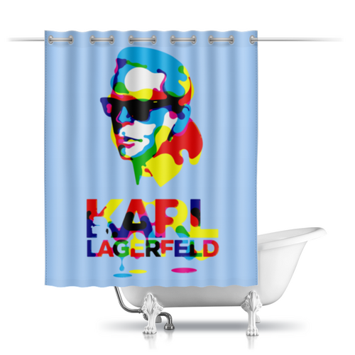 Заказать штору для ванных комнат в Москве. Шторы в ванную Karl Lagerfeld от Leichenwagen - готовые дизайны и нанесение принтов.