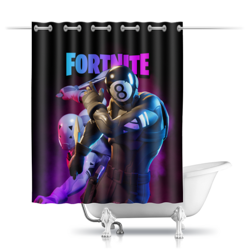 Заказать штору для ванных комнат в Москве. Шторы в ванную FORTNITE от geekbox - готовые дизайны и нанесение принтов.