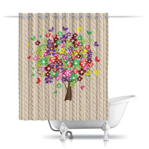 Заказать штору для ванных комнат в Москве. Шторы в ванную дерево от solntse - готовые дизайны и нанесение принтов.