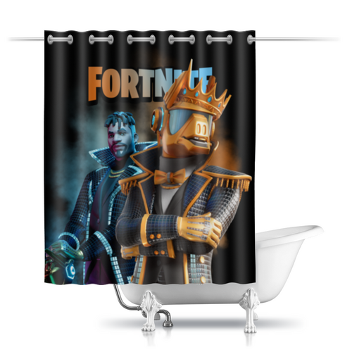 Заказать штору для ванных комнат в Москве. Шторы в ванную FORTNITE от geekbox - готовые дизайны и нанесение принтов.