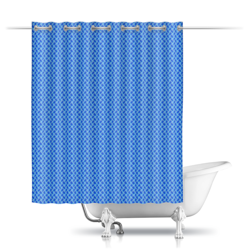 Заказать штору для ванных комнат в Москве. Шторы в ванную Голубые узоры для ванной от Achadidi.printio.ru  - готовые дизайны и нанесение принтов.