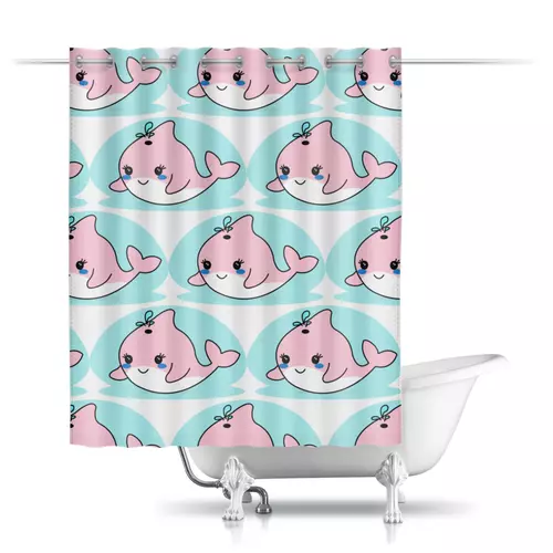 Заказать штору для ванных комнат в Москве. Шторы в ванную Шторы в ванную "Китёнок" розовый от Octopus  - готовые дизайны и нанесение принтов.