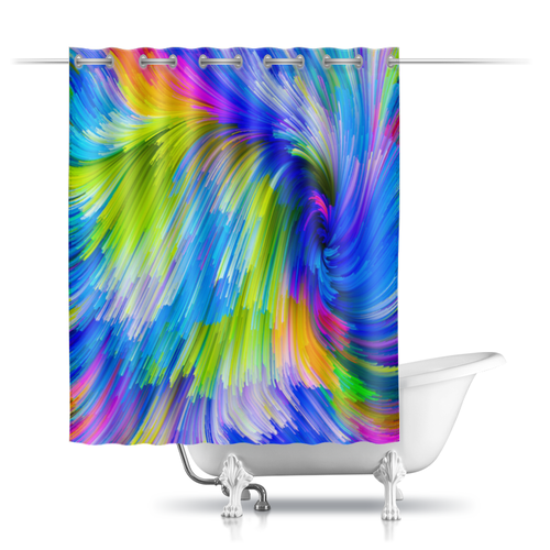 Заказать штору для ванных комнат в Москве. Шторы в ванную Abstract Rainbow от Дана Столыпина - готовые дизайны и нанесение принтов.