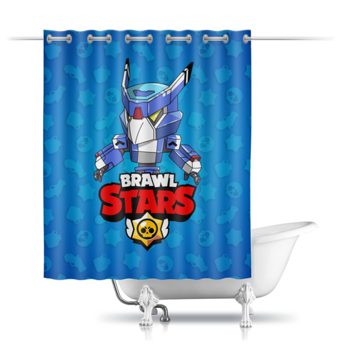 Заказать штору для ванных комнат в Москве. Шторы в ванную BRAWL STARS CROW от geekbox - готовые дизайны и нанесение принтов.