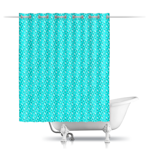 Заказать штору для ванных комнат в Москве. Шторы в ванную Голубой узор от valezar - готовые дизайны и нанесение принтов.