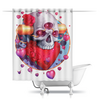 Заказать штору для ванных комнат в Москве. Шторы в ванную Heart Skull от Дана Столыпина - готовые дизайны и нанесение принтов.