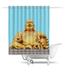 Заказать штору для ванных комнат в Москве. Шторы в ванную Статуя Будды и небо от Аня Лукьянова - готовые дизайны и нанесение принтов.