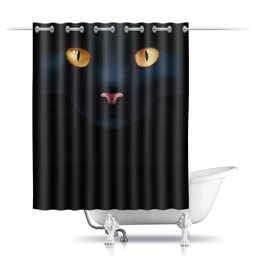 Заказать штору для ванных комнат в Москве. Шторы в ванную Чёрная кошка от Amerikanka - готовые дизайны и нанесение принтов.