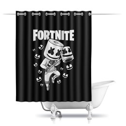 Заказать штору для ванных комнат в Москве. Шторы в ванную Fortnite, Marshmello от geekbox - готовые дизайны и нанесение принтов.