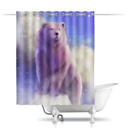 Заказать штору для ванных комнат в Москве. Шторы в ванную Розовый медведь от Дана Столыпина - готовые дизайны и нанесение принтов.