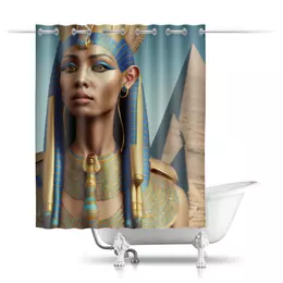 Заказать штору для ванных комнат в Москве. Шторы в ванную Царица Египта от Дана Столыпина - готовые дизайны и нанесение принтов.