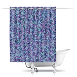 Заказать штору для ванных комнат в Москве. Шторы в ванную Голубое в фиолетовом от Vadim Koval - готовые дизайны и нанесение принтов.