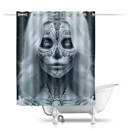 Заказать штору для ванных комнат в Москве. Шторы в ванную Dia De Los Muertos от Дана Столыпина - готовые дизайны и нанесение принтов.
