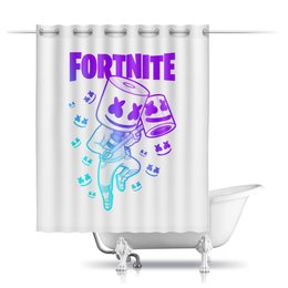 Заказать штору для ванных комнат в Москве. Шторы в ванную MARSHMELLO FORTNITE от geekbox - готовые дизайны и нанесение принтов.