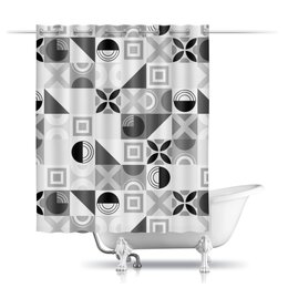 Заказать штору для ванных комнат в Москве. Шторы в ванную Черно-белое от IrinkaArt  - готовые дизайны и нанесение принтов.