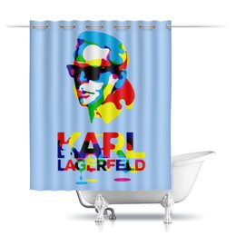 Заказать штору для ванных комнат в Москве. Шторы в ванную Karl Lagerfeld от Leichenwagen - готовые дизайны и нанесение принтов.