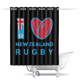 Заказать штору для ванных комнат в Москве. Шторы в ванную I Love NZ rugby от rugby - готовые дизайны и нанесение принтов.