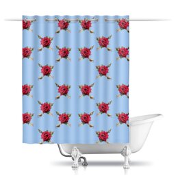 Заказать штору для ванных комнат в Москве. Шторы в ванную Rose Low Poly vector от natulia_hatulia@yahoo.com - готовые дизайны и нанесение принтов.