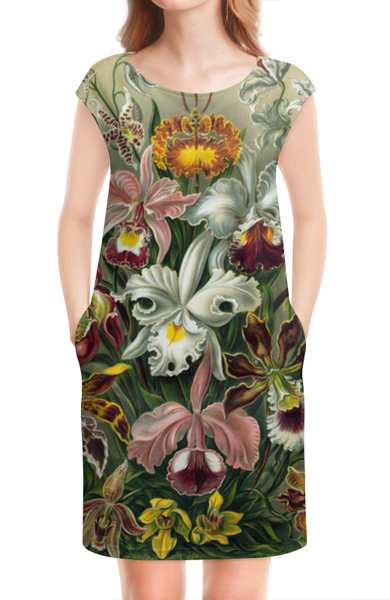 Заказать платье в Москве. Платье без рукавов Орхидеи (Orchideae, Ernst Haeckel) от Apfelbaum - готовые дизайны и нанесение принтов.