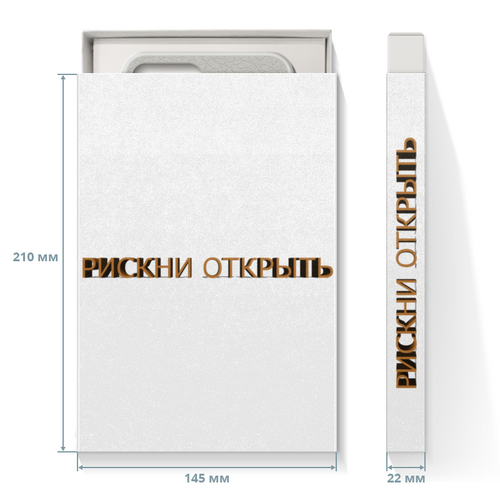 Заказать подарочную упаковку в Москве. Коробка для чехлов Рискни открыть от reut.94@mail.ru - готовые дизайны и нанесение принтов.