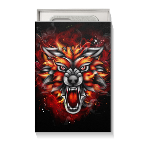 Заказать подарочную упаковку в Москве. Коробка для чехлов Wolf & Fire от Аня Лукьянова - готовые дизайны и нанесение принтов.