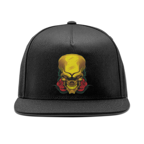 Заказать головной убор в Москве. Кепка снепбек с прямым козырьком Gold Skull от Jimmy Flash - готовые дизайны и нанесение принтов.