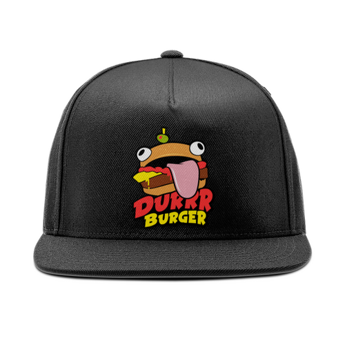 Заказать головной убор в Москве. Кепка снепбек с прямым козырьком Fortnite Durrr Burger от geekbox - готовые дизайны и нанесение принтов.