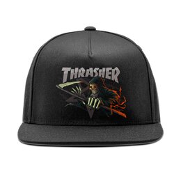 Заказать головной убор в Москве. Кепка снепбек с прямым козырьком Thrasher от Leichenwagen - готовые дизайны и нанесение принтов.
