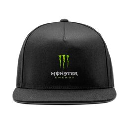 Заказать головной убор в Москве. Кепка снепбек с прямым козырьком Monster Energy от THE_NISE  - готовые дизайны и нанесение принтов.